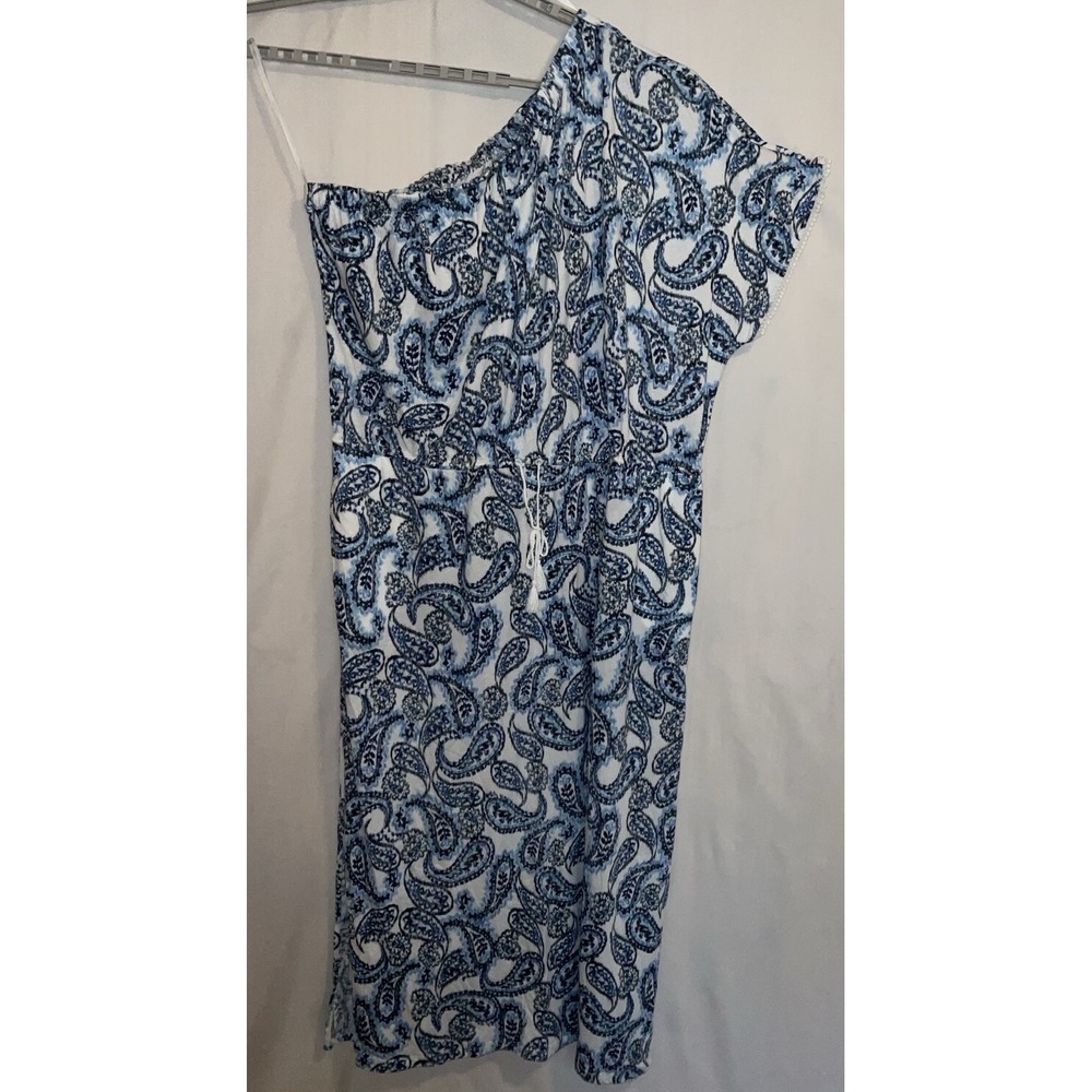 NWT Women's Lauren Ralph Lauren One Shoulder Blue Paisley‎ Cotton Dress Plus 3X